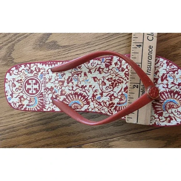 Tory Burch Thandie Wedge Flip Flop Rubber Hawaii Exclusive Print 8.5 - Picture 11 of 11